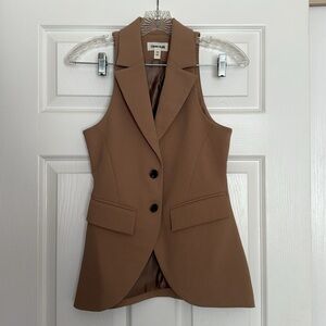 Open Edit Tan Curator Notched Lapel Vest XXS